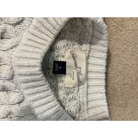 Universal Thread Cream Cropped Fisherman Sweater Cotton Wool Blend M - Picture 8 of 13